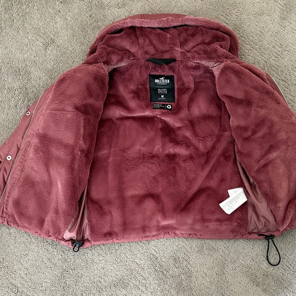 Hollister Dusty Rose fur lined Puffer Jacket M - Picture 2 of 4